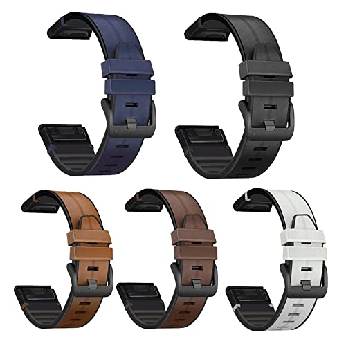 AiSports 26mm Quick Fit Watch Band Kompatibilan je za Garmin Fenix ​​6x PRO band kožni silikonski hibridni