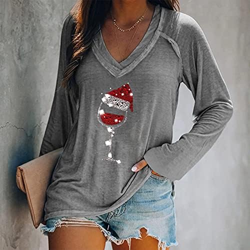 Božićne košulje za žene Xmas Tree Grafički ispis Pulover Slatka praznična majica Tuničke vrhove