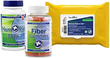 HemRid Triple defence System - hemoroid Wipes Fiber Gummies & amp ;HemRid Max pilule za dugotrajnu digestivnu