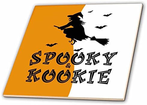 3drose Edge of Night Design-Halloween-slika riječi Spooky i Kookie-Tiles
