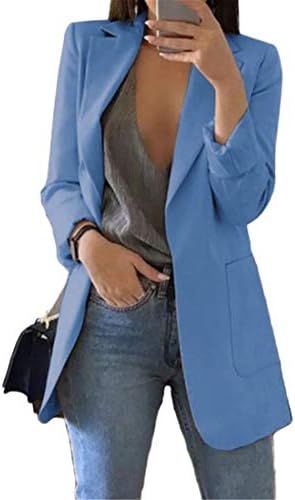 Andongnywell žene Casual Dugi rukav otvoreni prednji kardigan kancelarijski radni Sako odijelo sa džepovima