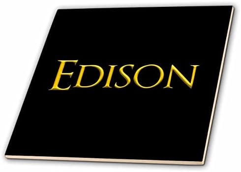 3drose Edison legendarno ime za dječaka u Americi. Žuta na crnom šik šarmu-pločice