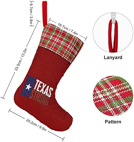 Texas Strong Sequin Božićne čarape Sjajni zid viseći ukras ukrase za Xmas Tree Holiday Party