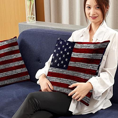 Tbouobt paket od 2 baršunaste jastuk, kvadratni jastučni jastuk za kauč za kauč, USA zastava