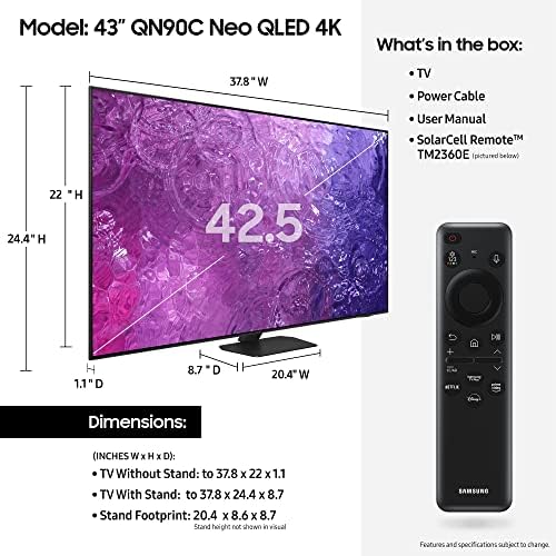 Samsung 65-inčni klasa NEO QED 4K NEO kvantni HDR +, Dolby atmos, zvuk za praćenje objekata +, protiv sjaja,