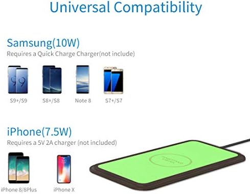 FASTPAD Ultra-Slim Qi bežični punjač PU kožna podloga za punjenje zelena za iPhone X iPhone 8 8 Plus