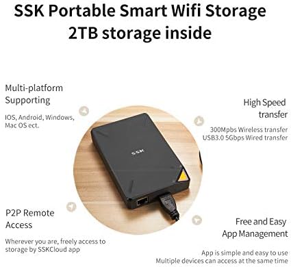 SSK 2TB prenosivi NAS eksterni bežični čvrsti disk sa sopstvenom Wi-Fi pristupnom tačkom, podrškom za ličnu
