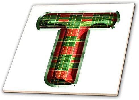 3drose slatka crvena i zelena Božić karirani Monogram početne t-Tiles