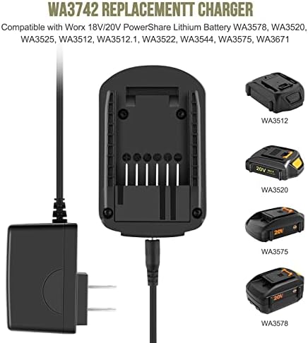 ADVTRONICS WA3742 punjač kompatibilan sa Worx 20v litijumskom baterijom WA3520 WA3525 WA3578, zamena punjača