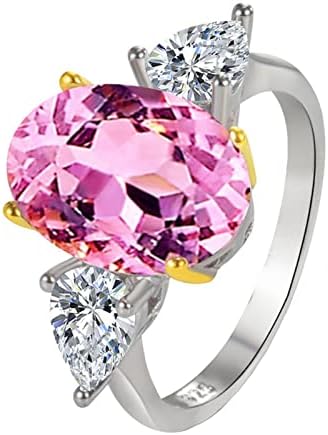 Ženski modni prstenovi dvostruki boja ružičasti ovalni dijamantni prsten za žene kubični cirkonijski angažman