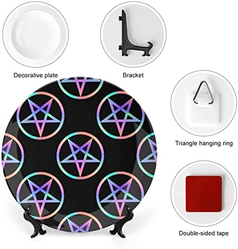 Čarobna svijetla pentagrama keramička dekorativna ploča sa ekran štandom viseći prilagođeni godišnjički