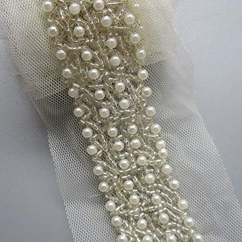 1 dvorište biserne perle ukrasne trake ivice rub obloga vrpca 3 cm širina vintage stil bjelokosti