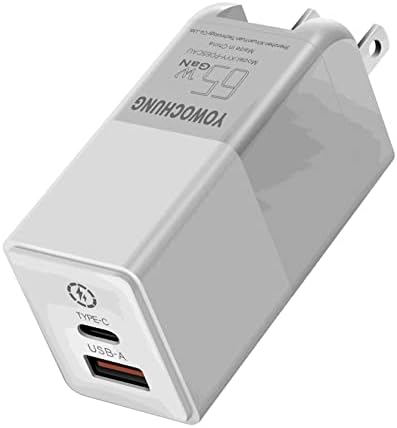 USB C+A punjač, YOWOCHUNG 65W Gan Tech sklopivi Američki utikač Adapter za brzi zid sa priključkom za