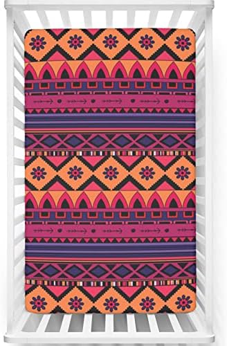 Aztec tematski sastavljeni mini listovi krevetića, prenosivi mini listovi krevetića ultra mekani