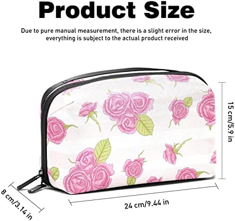 Vodootporne kozmetičke torbe, uzorak ružičastih ruža sa prugastim putnim kozmetičkim torbama, multifunkcionalne