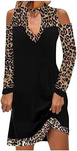 NOKMOPO ženska modna ležerna nacionalna leopard ispis kontrastnog ploča okruglog vrata sa ramena