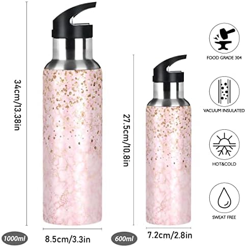 Glaphy Pink Glitter Marble 20 Oz flaša za vodu, flaša za vodu sa slamnatim poklopcem izolovani Nerđajući čelik,