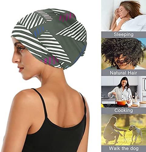 Skubana kapa za spavanje Radni šešir Bonnet Beanies za žene Trougles Striped Pleteni geometrijski spavanje