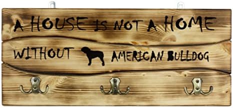 Američki buldog, drveni zidni klip, vješalica sa slikom psa