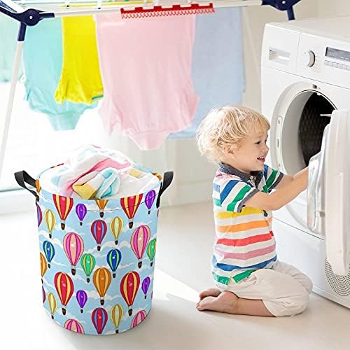Nudquio Colorful Top balon za pranje rublja sa zatvaračem za zatvaranje poklopca i ručke za skladištenje za ured