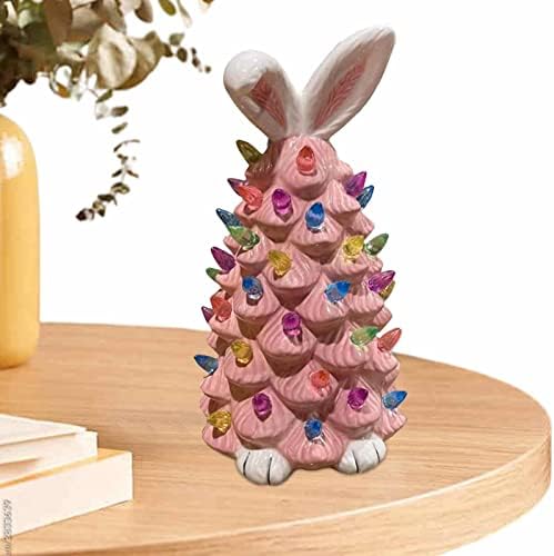 Cjupzi Pink Bunny Tree Uskrsni ukrasi za unutarnji proljetni dekor, tabletop zec zečje ružičasto
