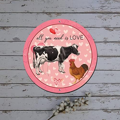 Okrugli metalni valentinovo vijenac potpisuje sve što trebate je ljubavna farma životinja krava crvena
