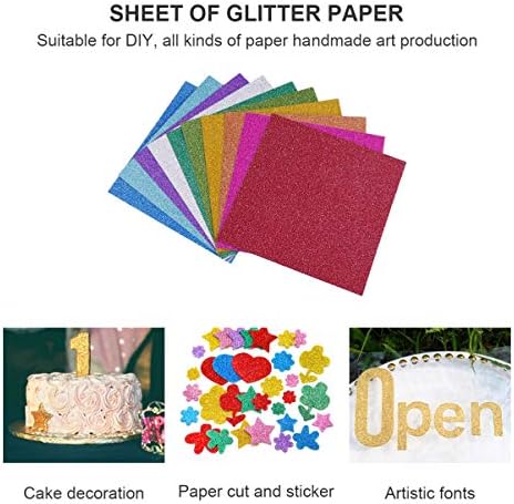 Aboofan Cololock Cardstock Glitter CardStock Paper Square Sklopivi papir Jednostrani Origami Sparkle