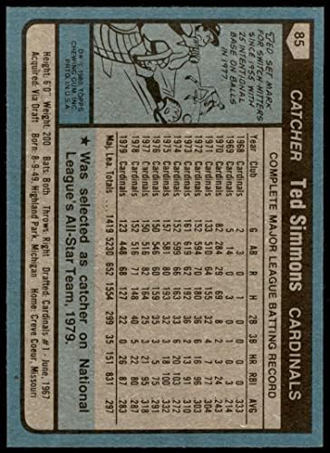 1980 TOPPS 85 Ted Simmons St. Louis Cardinals NM + Cardinals