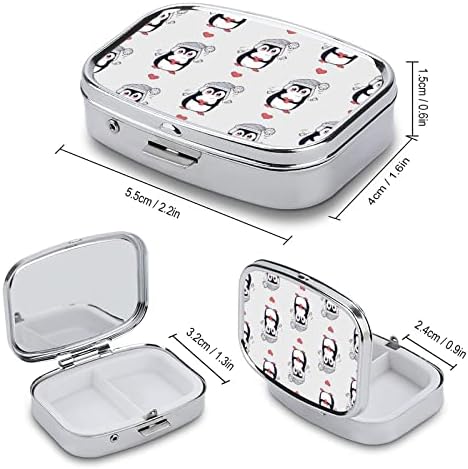 Metalna kutija za pilule Cartoon Penguin Pill Storage Case vitamin organizatori malih pilula za džepna