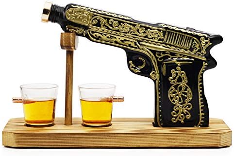 Hand Painted Pistol Whisky & amp ;vino Decanter od vina Savant - pištolj Whisky Gun Decanter & 2 bullet