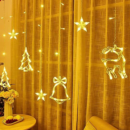 Svjetla za zavjese, zvona zvijezde drvo u obliku irvasa, LED prozorska svjetla viseći ukrasi
