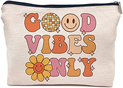 Iwxyi Retro hipi Dobre Vibracije samo dekor kozmetička torba,Inspirational Good Vibes ženska torba