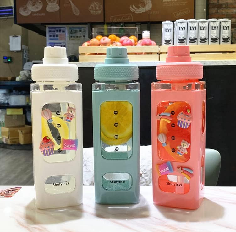 Vodena boca od kawaii sa naljepnicama slame Slamske djevojke Dječje boce za vodu s podesivim ramena i 3D naljepnicama,