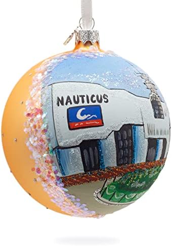 Battleship Wisconsin u Nauticus, Norfolk, Virdžinija, SAD Glass Ball Božić Ornament 4 inča