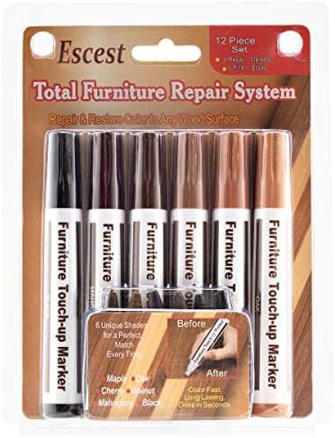Escest Furniture repair kit markeri & vosak štapići sa Oštrilom - 6 boja - za drvo, mrlje, ogrebotine,