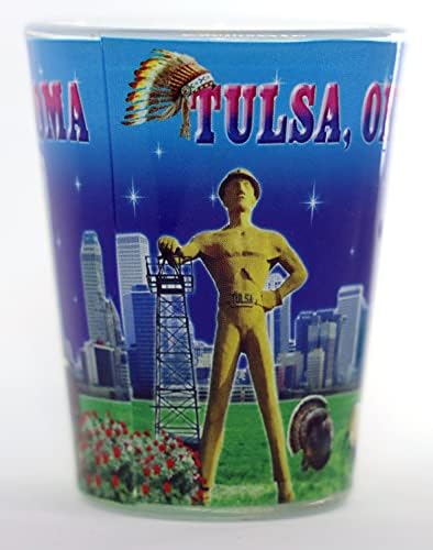 Tulsa Oklahoma Plavi Kolaž Shot Glass