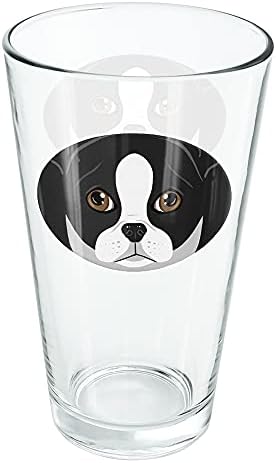 Boston terijer Look Into my Eyes Face Pet Dog 16 Oz Pinta Glass, kaljeno staklo, štampani dizajn &