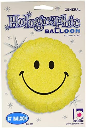 Betallic Smiley lica holografskog balona folije, 18 , žuta