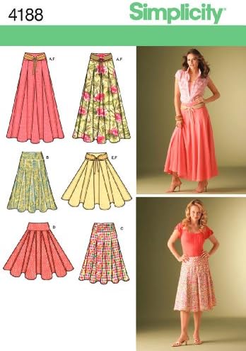 Jednostavno uzorak 4188 nedostaje suknje s varijacijama dužine i veličine pojasa 8-10-12-14-16