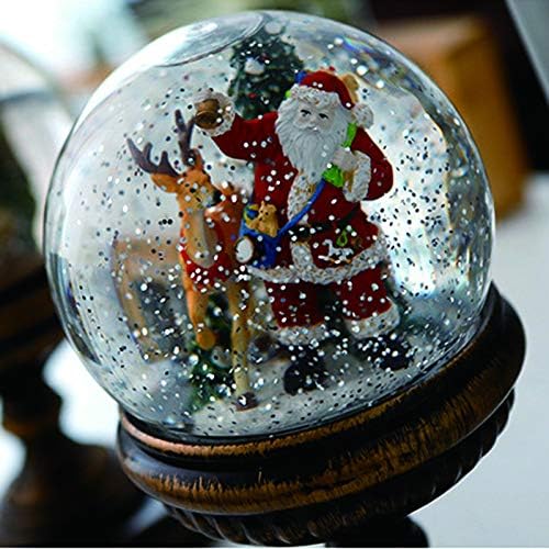 Guangming - Božićni snježni globus LED osvetljeni Xmas Vodeni fenjer Glitter Dome Retro Base za božićni