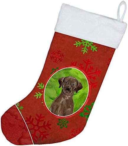 Caroline's bysures CK3972CS Božićne pahule Chocolate Labrador Retriever Božićne čarape, kamin Viseći čarape