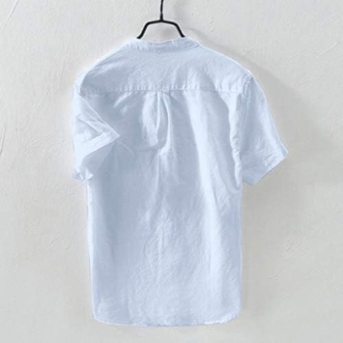 Posteljina kratka rukava s kratkim rukavima dolje za bluze za bluzu vrhovi retro košulje Dugme Solid bager