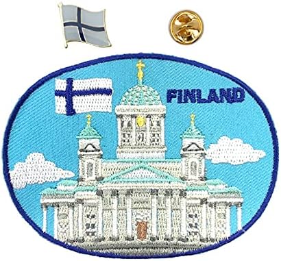 A-One 2 kom - Helsinki katedralna značka + Finska zastava LEPEL PIN, kapitalni patch, putni suvenir