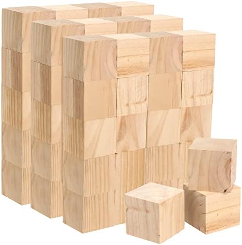 JAPCHET paket od 60 drvenih kocki, 2 inča prirodnih nedovršenih drvenih blokova, praznih drvenih kocki