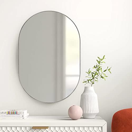 TEEBARN brušenog nikla Oval kupatilo ispraznost ogledalo 20x30 Pill obliku kapsula zid ogledalo sa metalnim