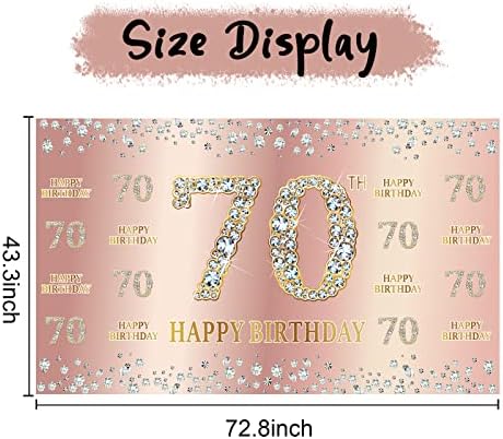 Happy 70. rođendan ukrasi za žene, ružičasta ruža zlata 70 rođendan pozadina za zabavu, veliki 70 godina stari