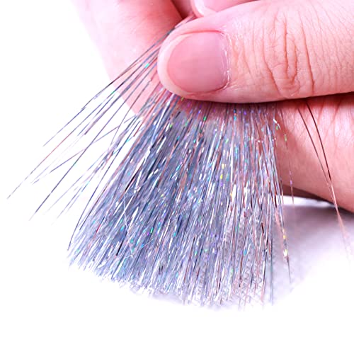 WacanDan 47 inča komplet šljokica za kosu sa alatima, 10 boja 2000 pramenova Glitter Fairy Hair šljokice