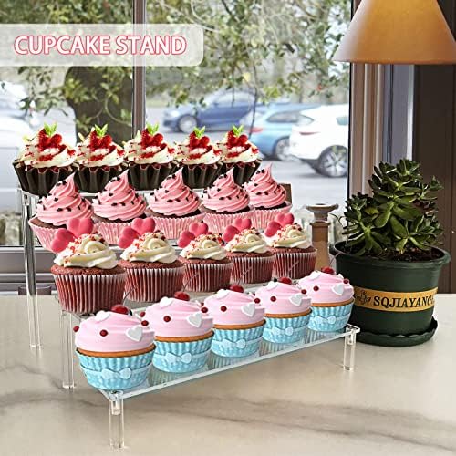 Hochwertiges akril display Risers,Clear Shelf 4-Tier Cupcake Display Stand Koraci za hranu deserti