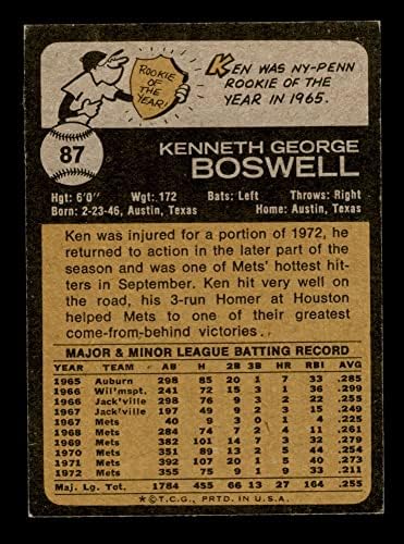1973 TOPPS 87 Ken Boswell New York Mets VG Mets
