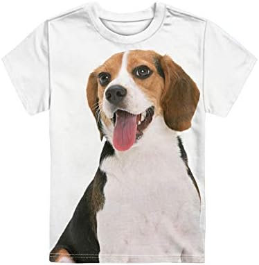 UZUHI Beagle Tee Top Boys T-majice 11-12 Veličina kratkih rukava O-izrez Slatki pas Print, bijeli aktivni